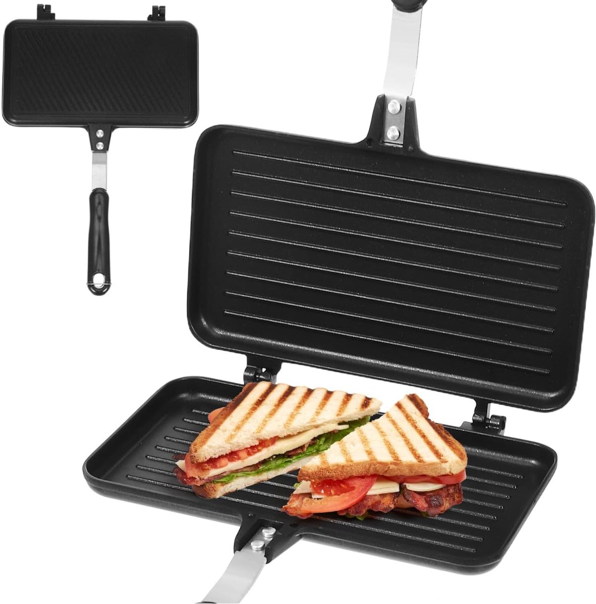 Tosti-Apparaat Voor Op De Camping - Tosti-Apparaat Met Antiaanbaklaag Voor Op Het Fornuis - Bakvorm - Dubbelzijdige Sandwichmaker