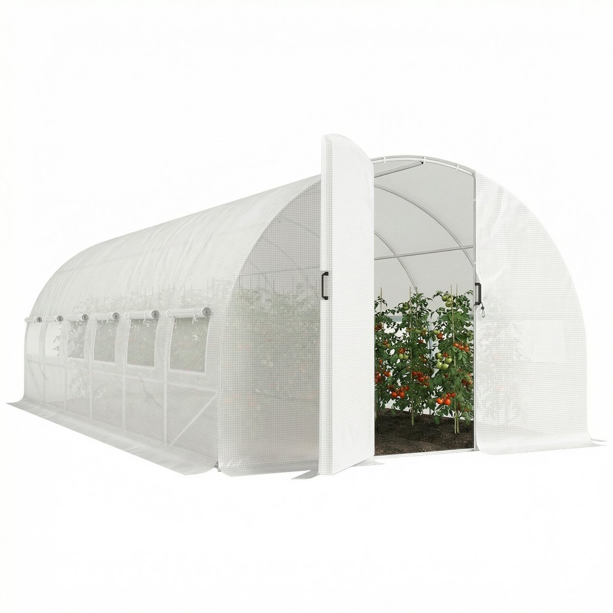 Outsunny Tunnelkas - Staal, PE - 295x597x200cm - Wit