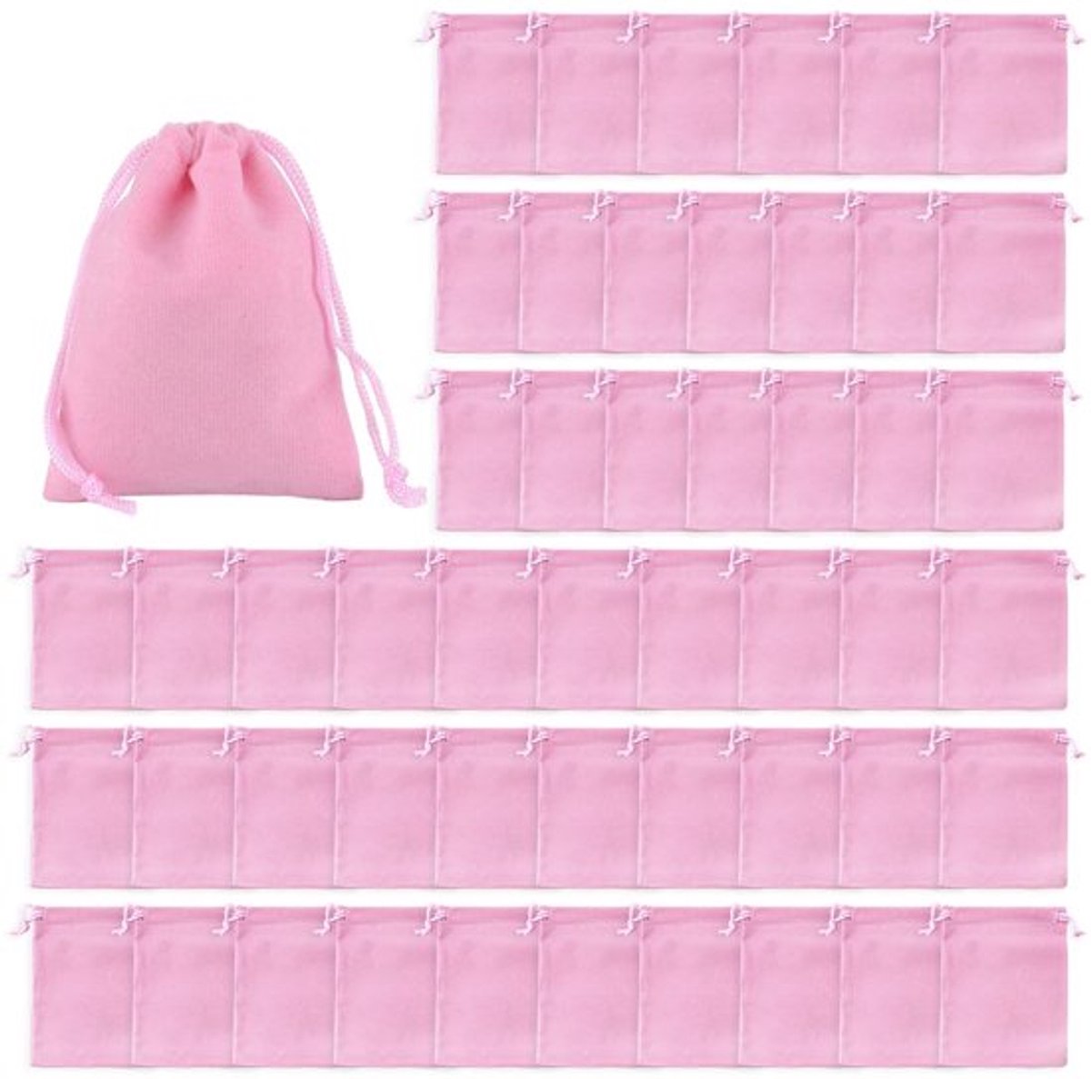 Sieradenzak 50 Stuks - Fluwelen Zak - 7 x 9 cm - Roze - Opbergzak - Cadeauverpakking - Duurzaam Materiaal - Juwelenzak