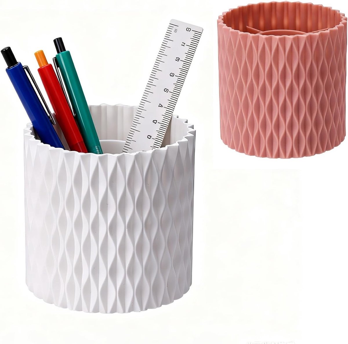 Set van 2 Draaiende Make-up Organizers en Pennenhouder, 360° Rotatie, Duurzaam PP Plastic, Ideaal voor Bureau en Make-up Tafel, 11.5 x 12 cm, Ruimtebesparend en Functioneel