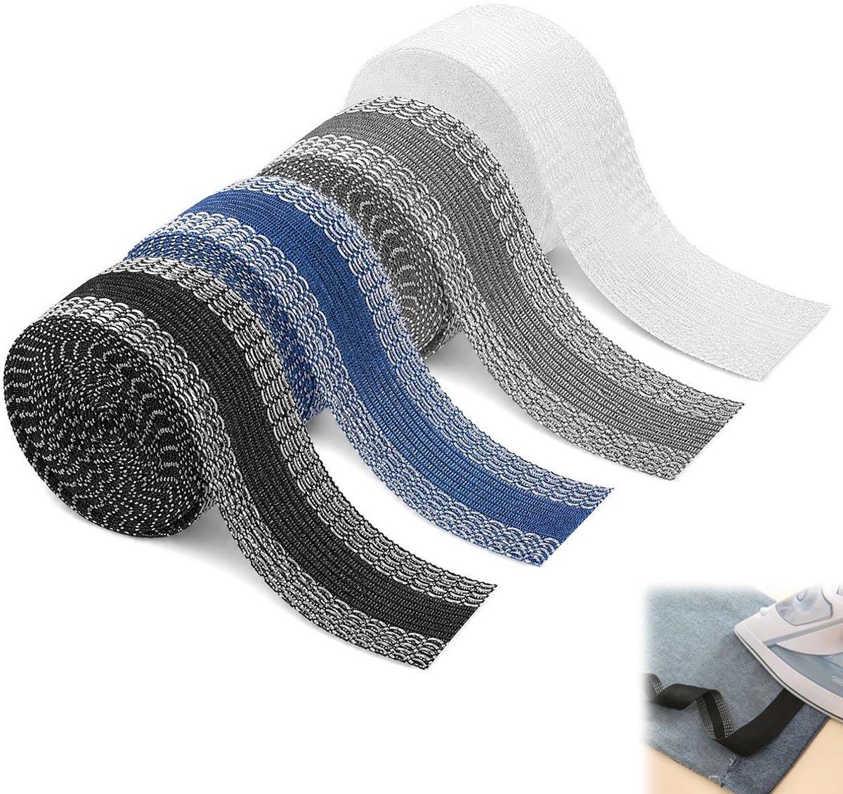 Zelfklevende Zoomband om op te Strijken - Wit - 300 cm x 2,5 cm - Polyester - Voor Kleding en Broeken