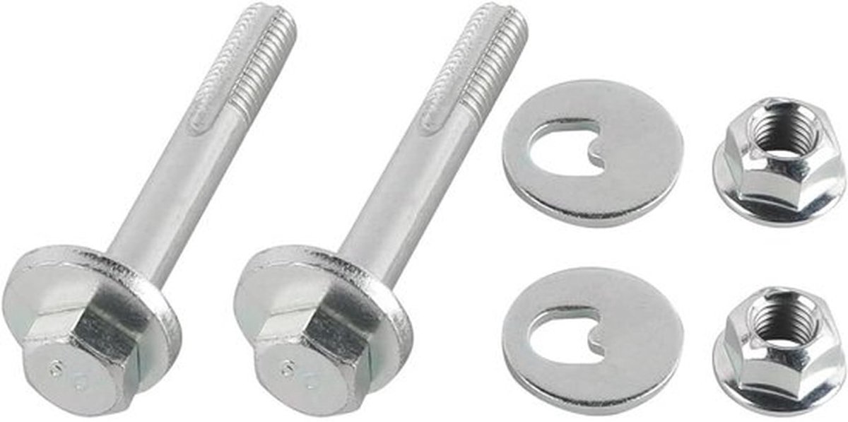 Camberboutset 2 Stuks - Achterste Onderste Ophangingsarm - Verbeterde Rijprestaties - Vermindert Bandenslijtage - Geschikt voor Diverse Voertuigen - Verpakkingsgrootte 10x3,5x3,5 cm - Ophangingsbouten