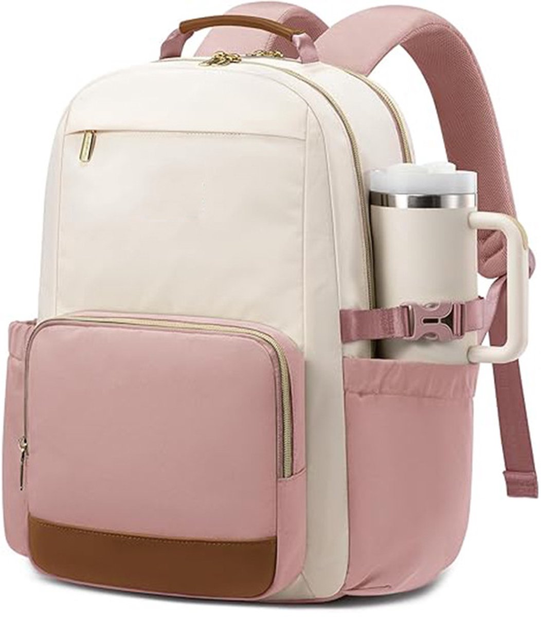 Claoner Damesrugzak - 17-inch laptop - Grote capaciteit - Lichtgewicht - Korte reizen - Roze