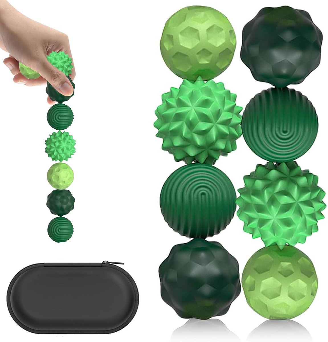 Claoner Stressbal siliconen - 8 stuks sensorische bal - Stil bureauspeelgoed - Tegen stress en angst - Groen