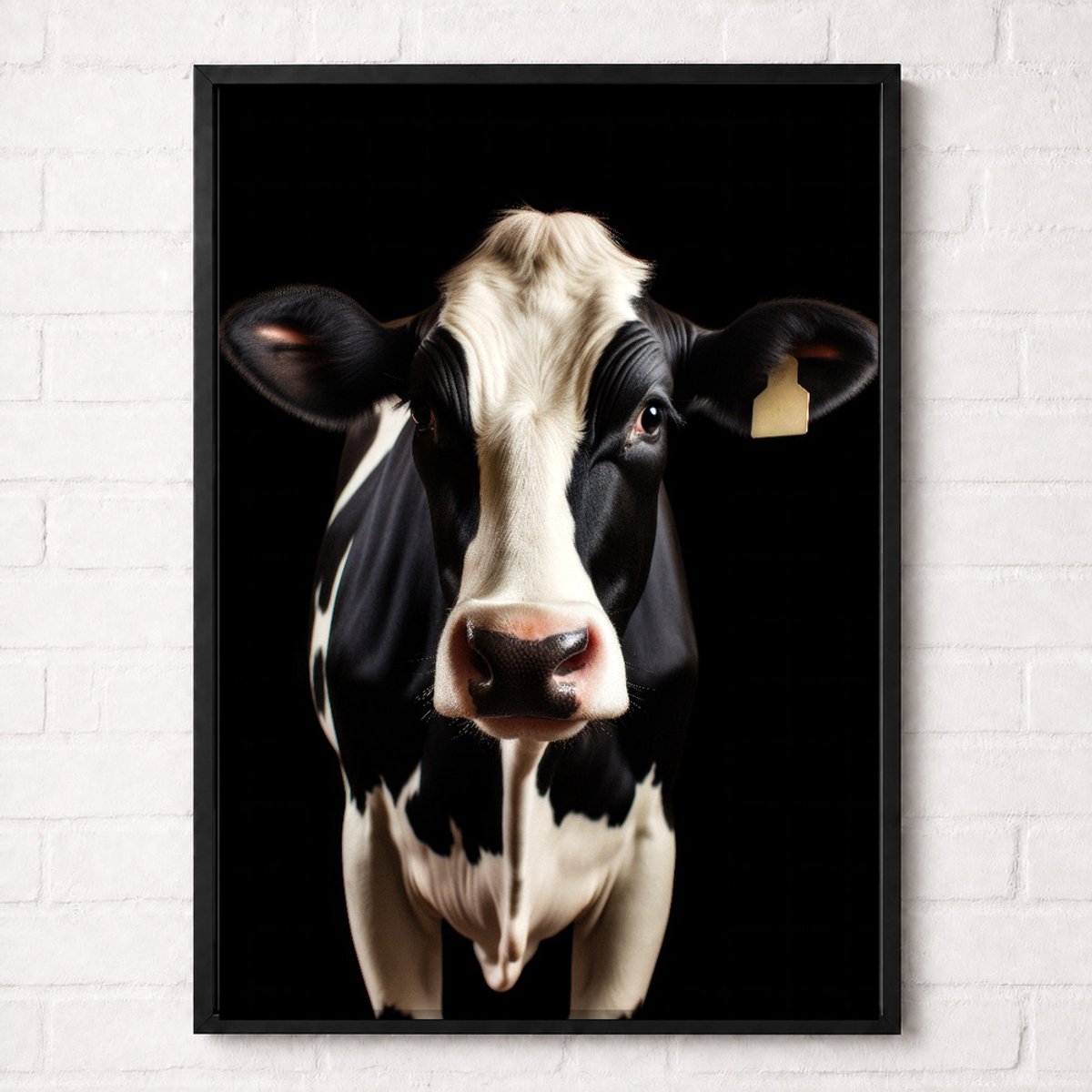 Zwart-Witte Koe Poster - Boerderijdieren Collectie - Dieren Posters - A1+ 61 x 91,5 cm