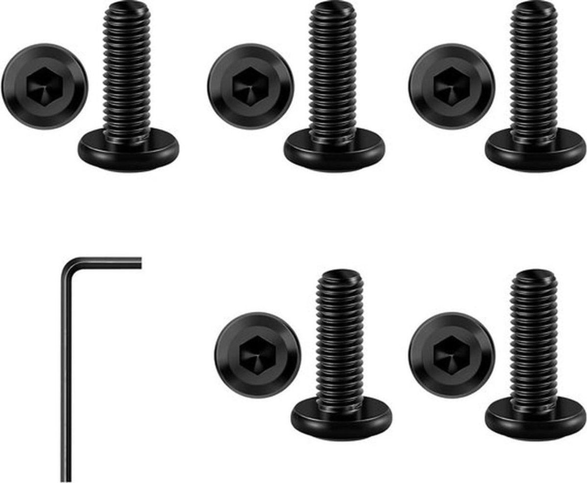 M6 x 16 schroeven, 30 stuks platte kopschroeven, binnenzeskant roestvrij staal A2 V2A volledige schroefdraad zwart oxide met hex-sleutel