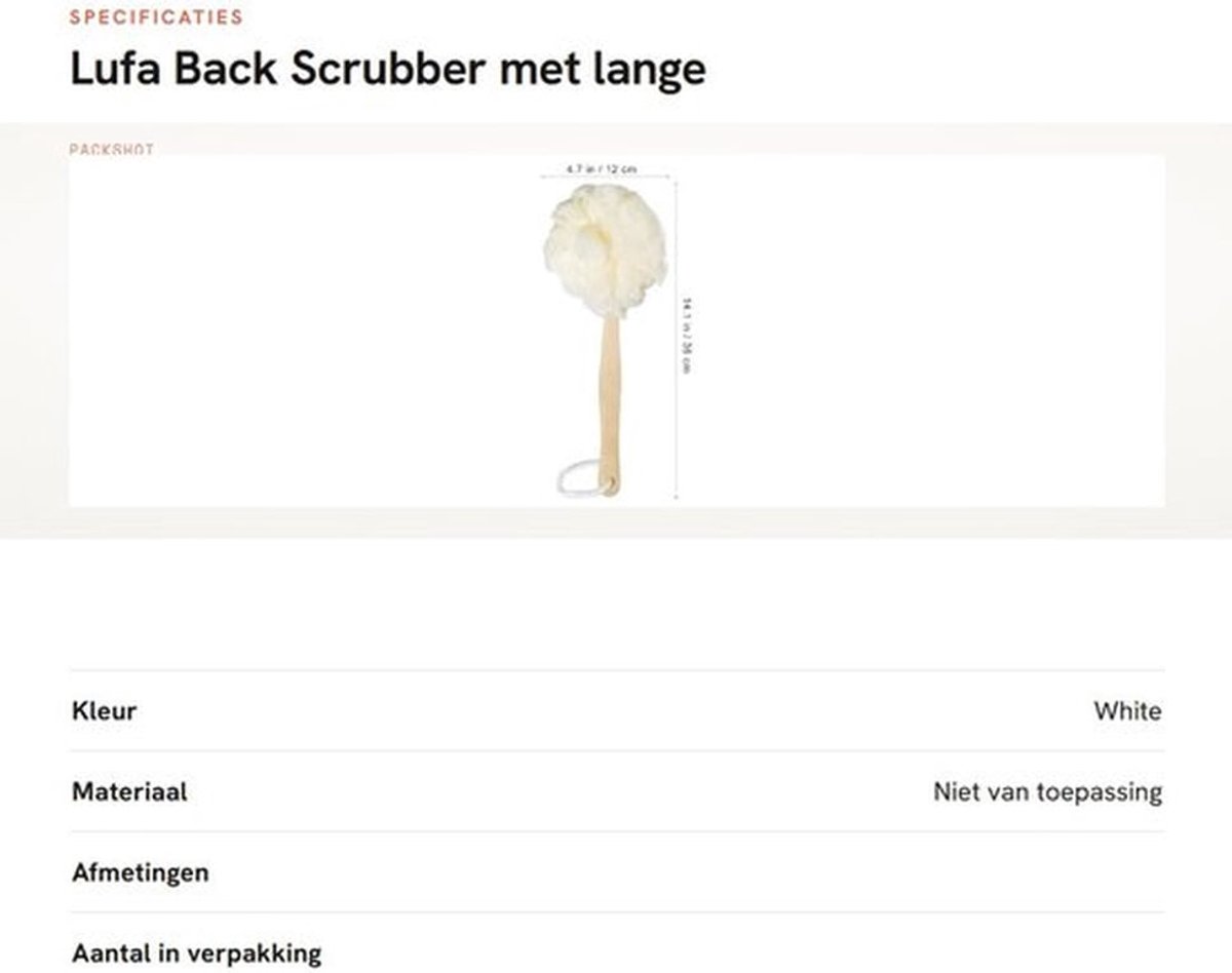 Lufa Rugkrabber - Zachte Mesh-Luchtborstel - Houten Handgreep - 40 x 10 cm - Voor Douche en Peeling - Verbeterd Huidgezondheid - Rugborstel