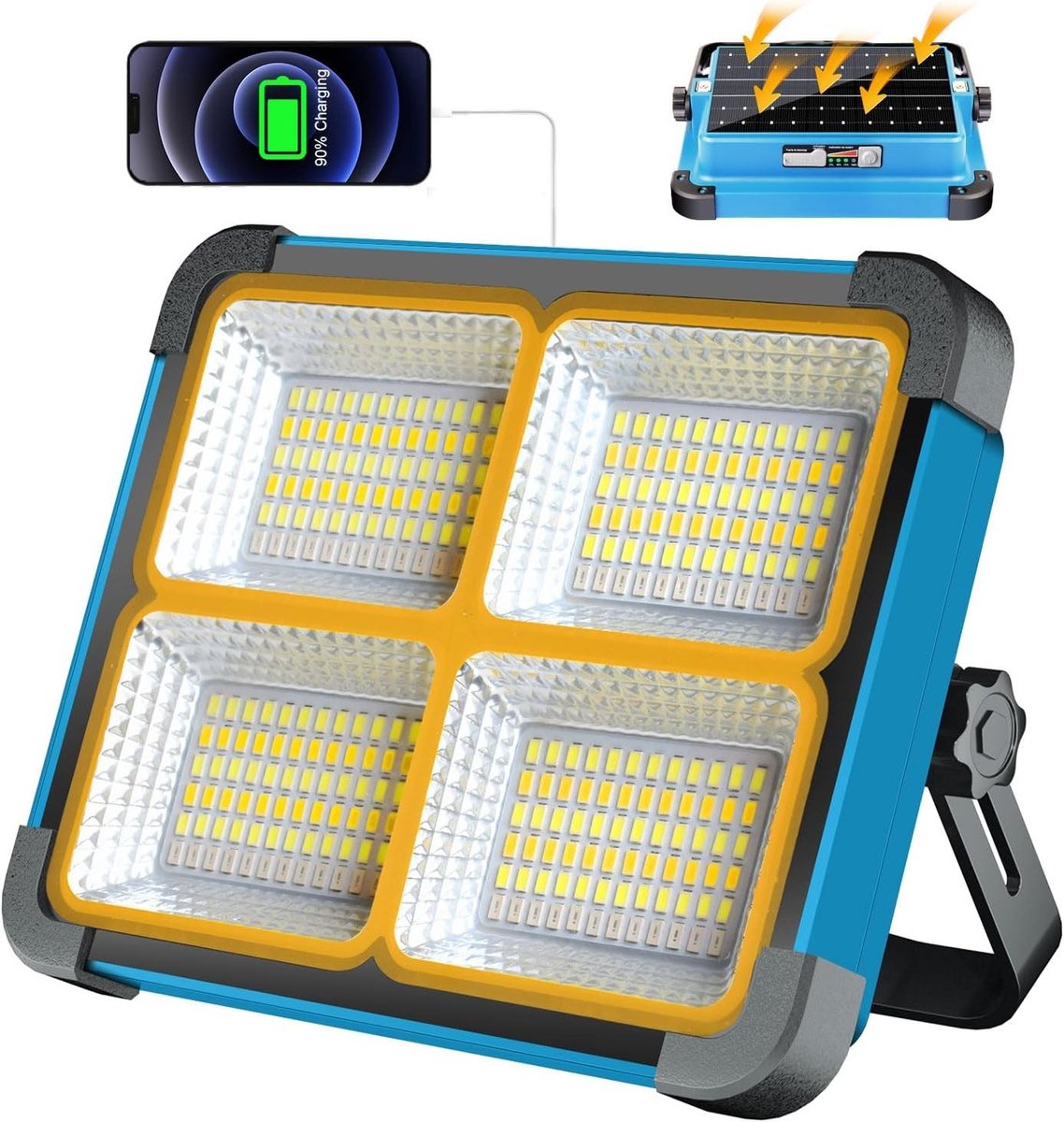 LED Bouwspot met Accu - Blauw - 10000 mAh - 10000LM Werklamp met 5 Modi - Voor Noodgevallen, Camping en Bouwplaatsen