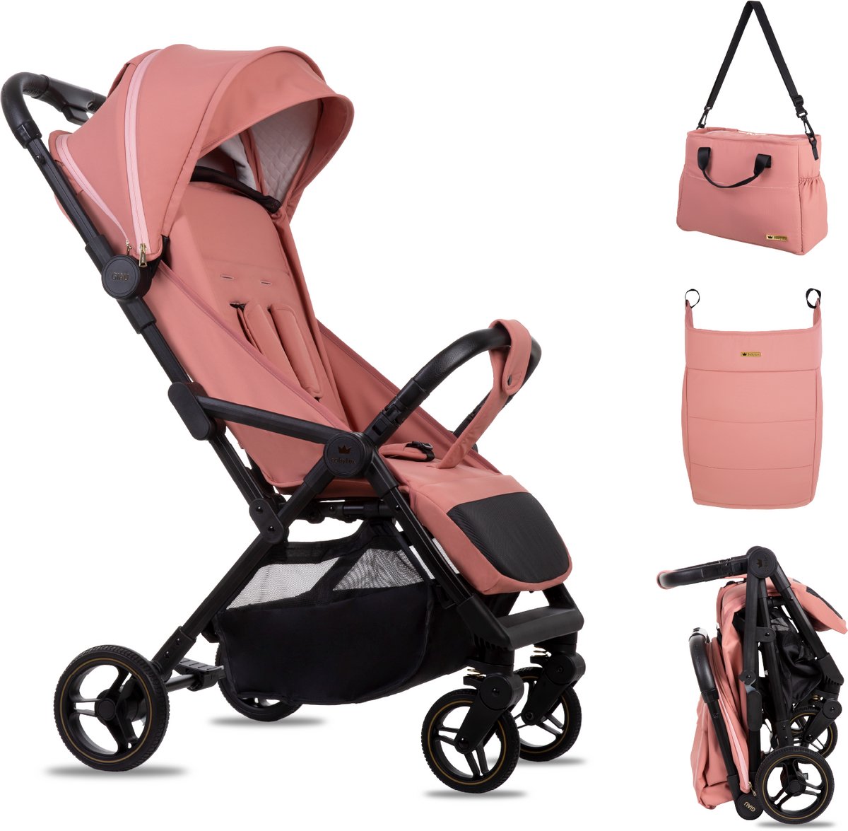 Babylux Buggy Kinderwagen GIAU Reisbuggy met Ligfunctie, Kleur: Pink