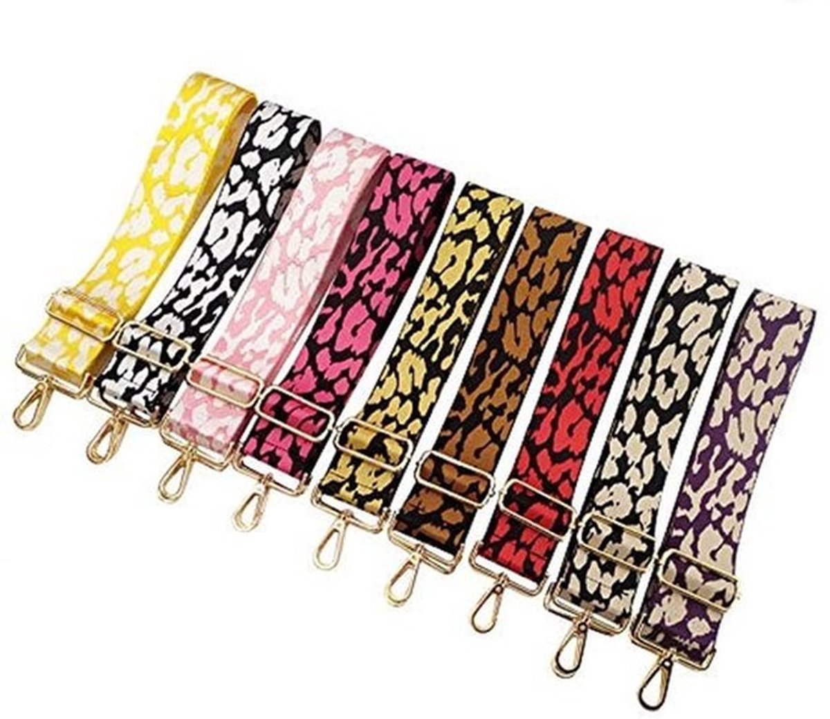 Schouderriem Verstelbaar 80-130 cm - Tasriem - Draagriem - Katoenen Schouderband - 5 cm Breed - Luipaardpatroon