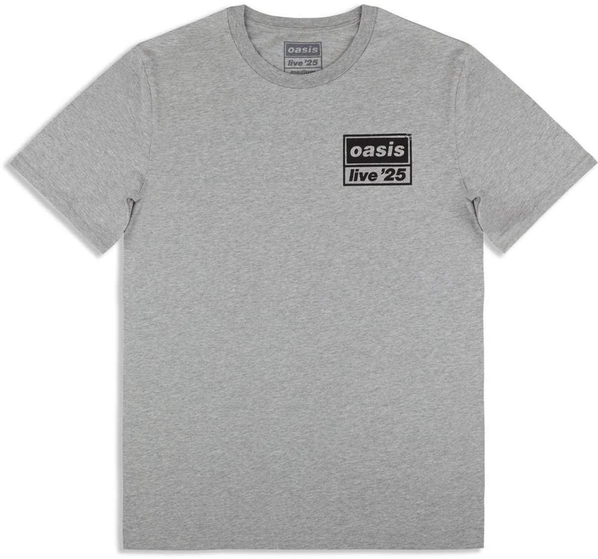 Oasis - Live 25 Distressed Lockup Pocket Heren Tshirt - S - Grijs