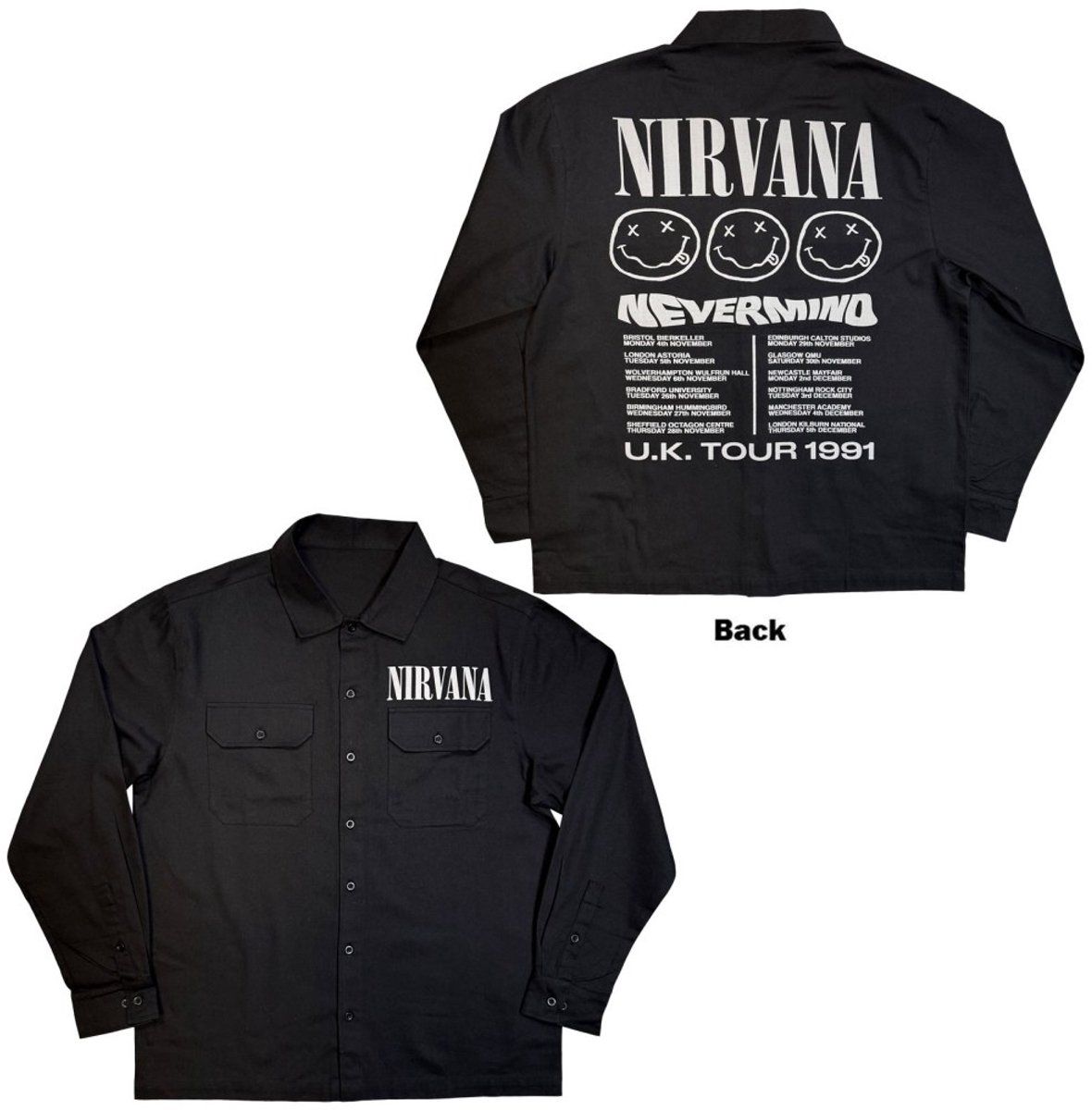 Nirvana - Nevermind UK Tour '91 Shirt - XL - Zwart