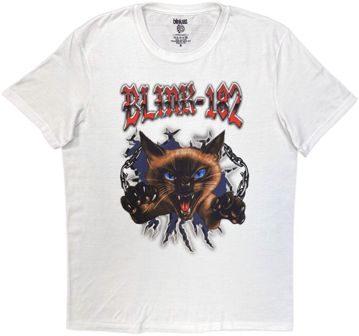 Blink182 - Cheshire Cat Heren Tshirt - L - Wit