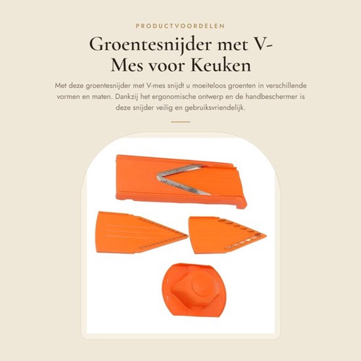 Mandolineschaaf met V-mes - Groentesnijder - Roestvrijstalen Mes - Handbeschermer - Groot Frame - Duurzaam Ontwerp