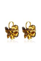Liva - Bloem Oorknopjes - Amber - Stainless Steel - Amber