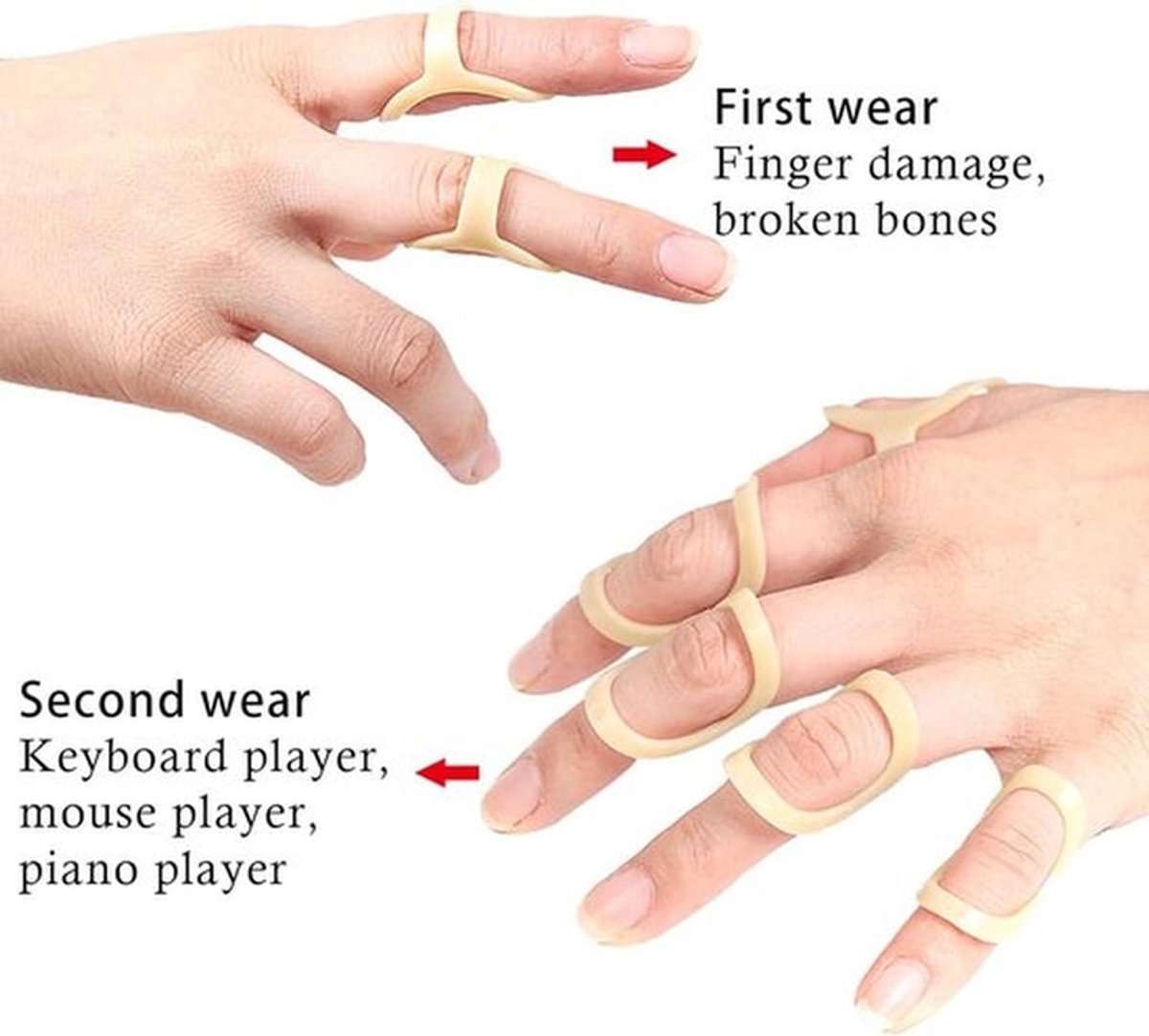 Ovale Vinger Spalk - 5 stuks voor Artritis en Trigger Vinger (Maten 6-10)