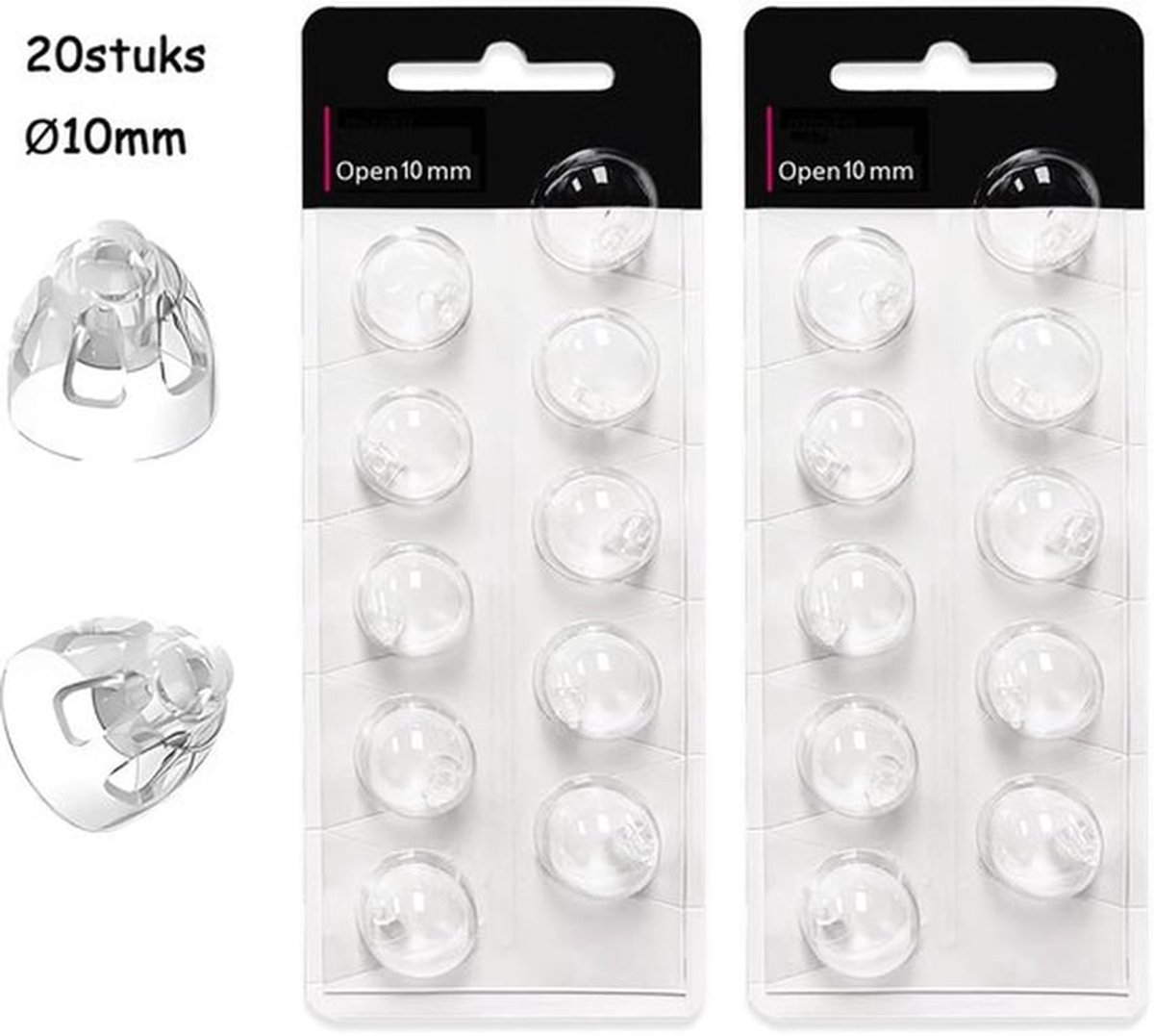 20 stuks - gehoorapparaat dopjes - geschikt voor Minifit - Open ventilatie 10 mm - Siliconen - Vervangende oordopjes - Accessoires voor gehooraparaten