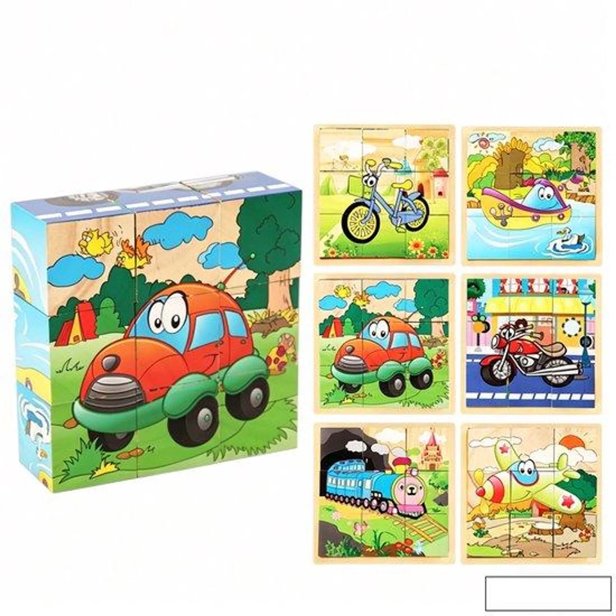 Casalora Houten Kubus 3d Puzzel Kind - 6-in-1 Puzzel Transport met 9 Blokken en Opbergbak - Educatief Speelgoed vanaf 3 Jaar