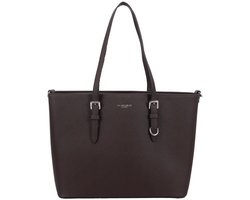 Flora & Co Nora Grote Schoudertas - Dames - Imitatieleer - Donker Bruin