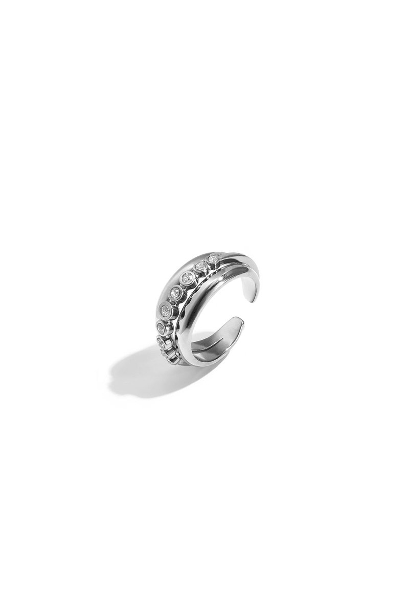 Elise - Minimalistische Ring - Strass - Stainless Steel - - Goud