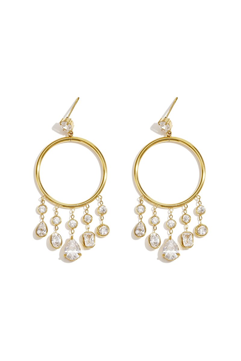 Cleo - Druppel Oorbellen - Goud - Stainless Steel - - Goud