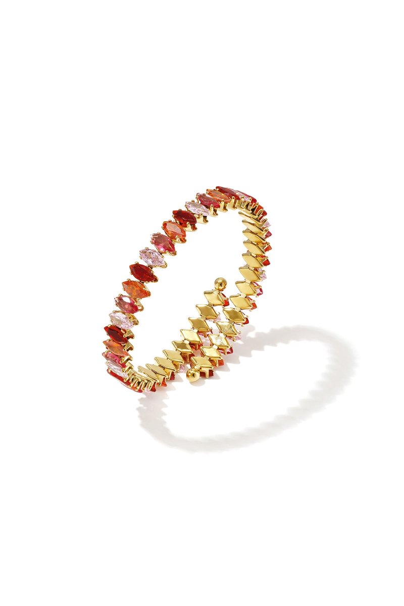 Lumé - Cuff Armband - Zirkonium - Stainless Steel - - Goud