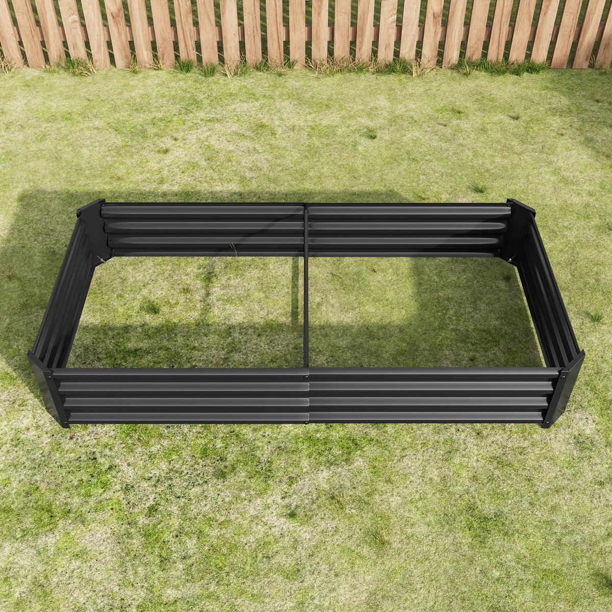 Moestuinbak – Open Bodem En Versterkte Staalplaat – 180 x 90 x 30 cm – Metaal – Zwart – Voor Groenten, Kruiden, Bloemen In Tuin En Terras
