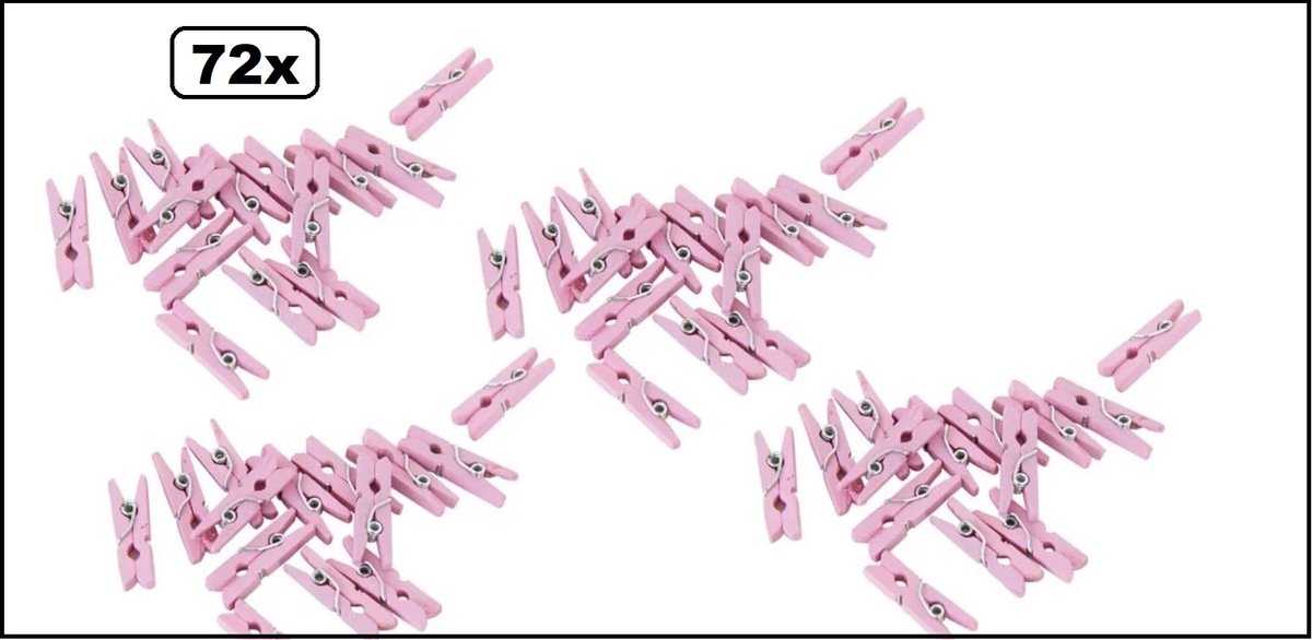 72x Mini Houten Knijpers roze/pink
