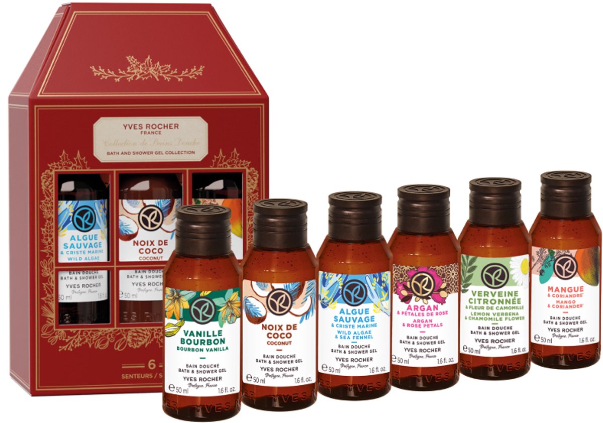 Yves Rocher Bain de Nature - Douchegel Set 6x - XMAS Editie - Reisformaat