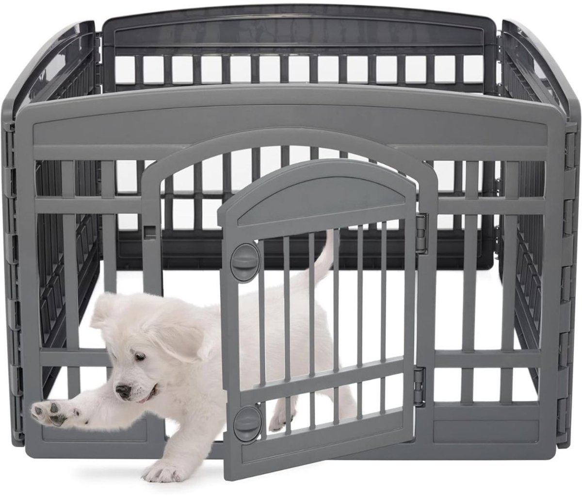 LNMsolutions® Puppyren - Puppyren Binnen - Opvouwbaar - Eco grijs - 92cm x 92cm x 60cm