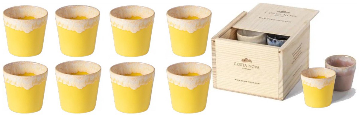 Costa Nova Koffiekopjes Grespresso Geel 210 ml - 8 stuks - Gift box