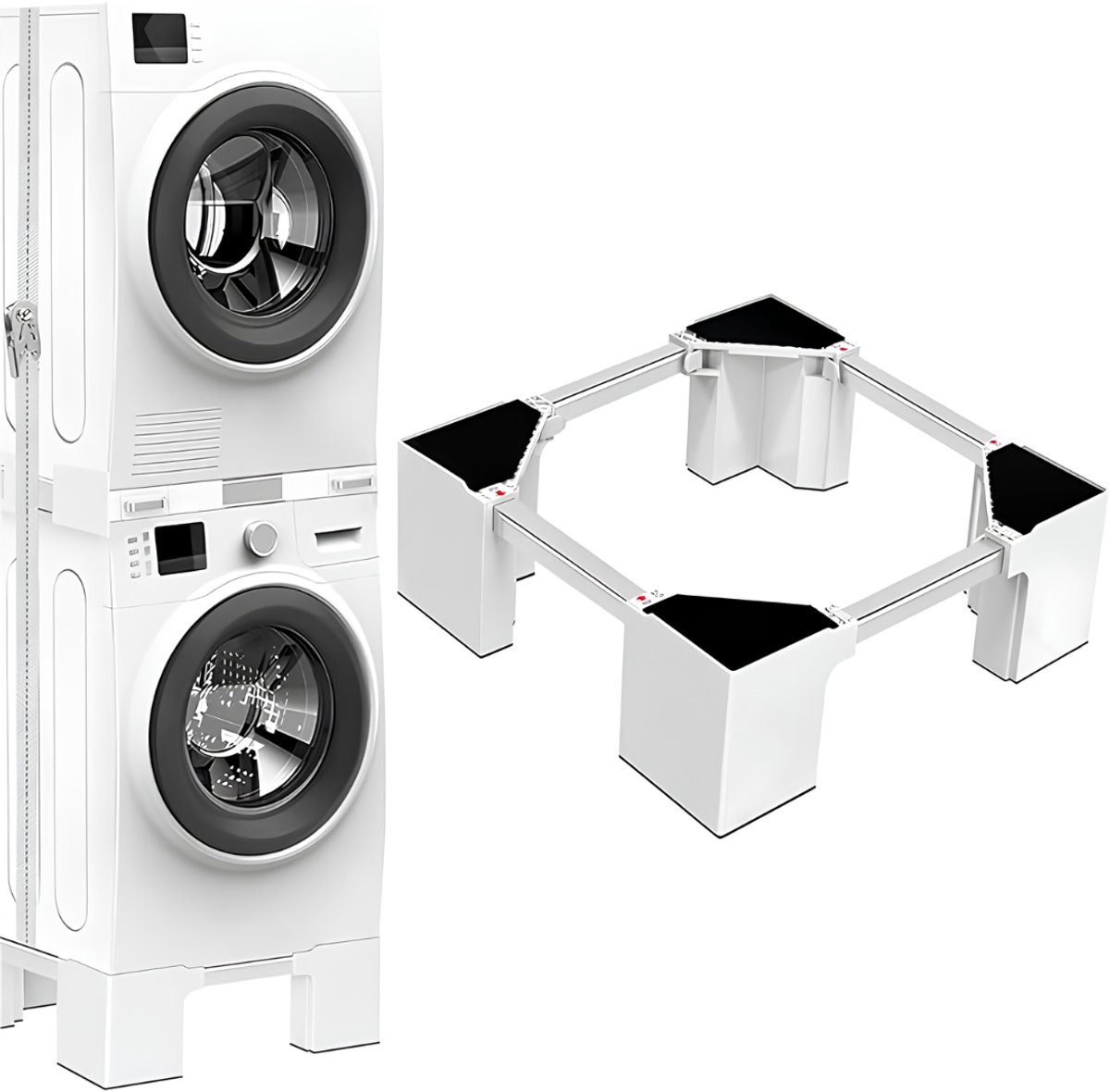 Lìon® Wasmachine Verhoger - Wasmachine Sokkel - Wasmachine Onderstel - Wit - 27cm x 14cm x 43cm