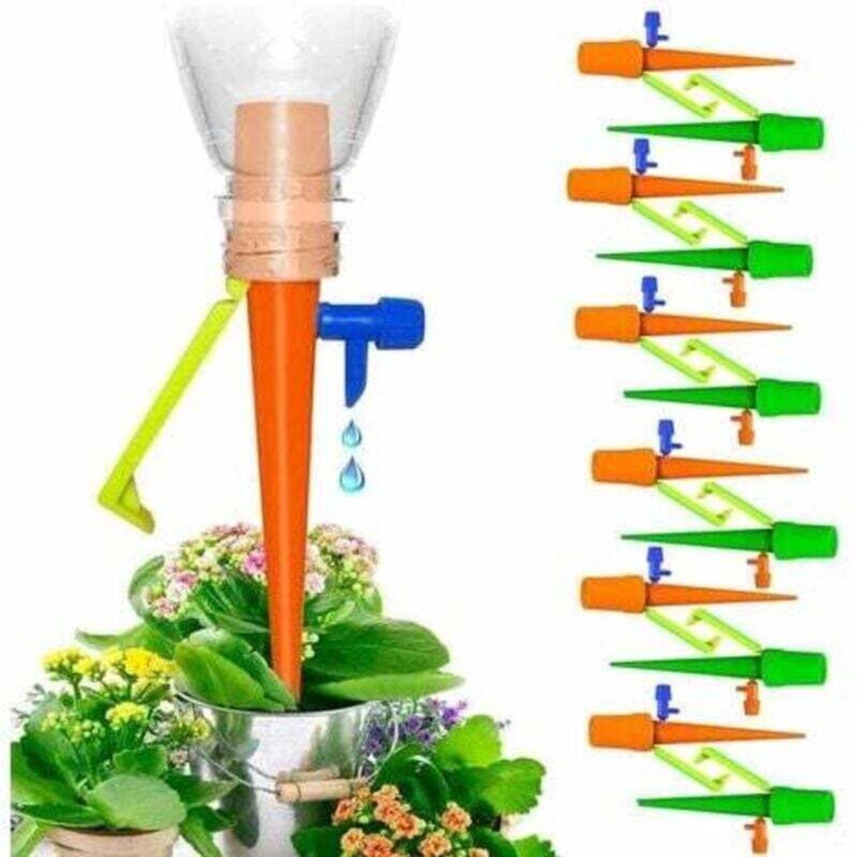 Automatische druppelirrigatieset, 12-delige verstelbare automatische druppelirrigatieset, geschikt voor binnen- en buitentuinen/woningen, zodat u uw planten gemakkelijk kunt bewateren, zelfs op vakantie.