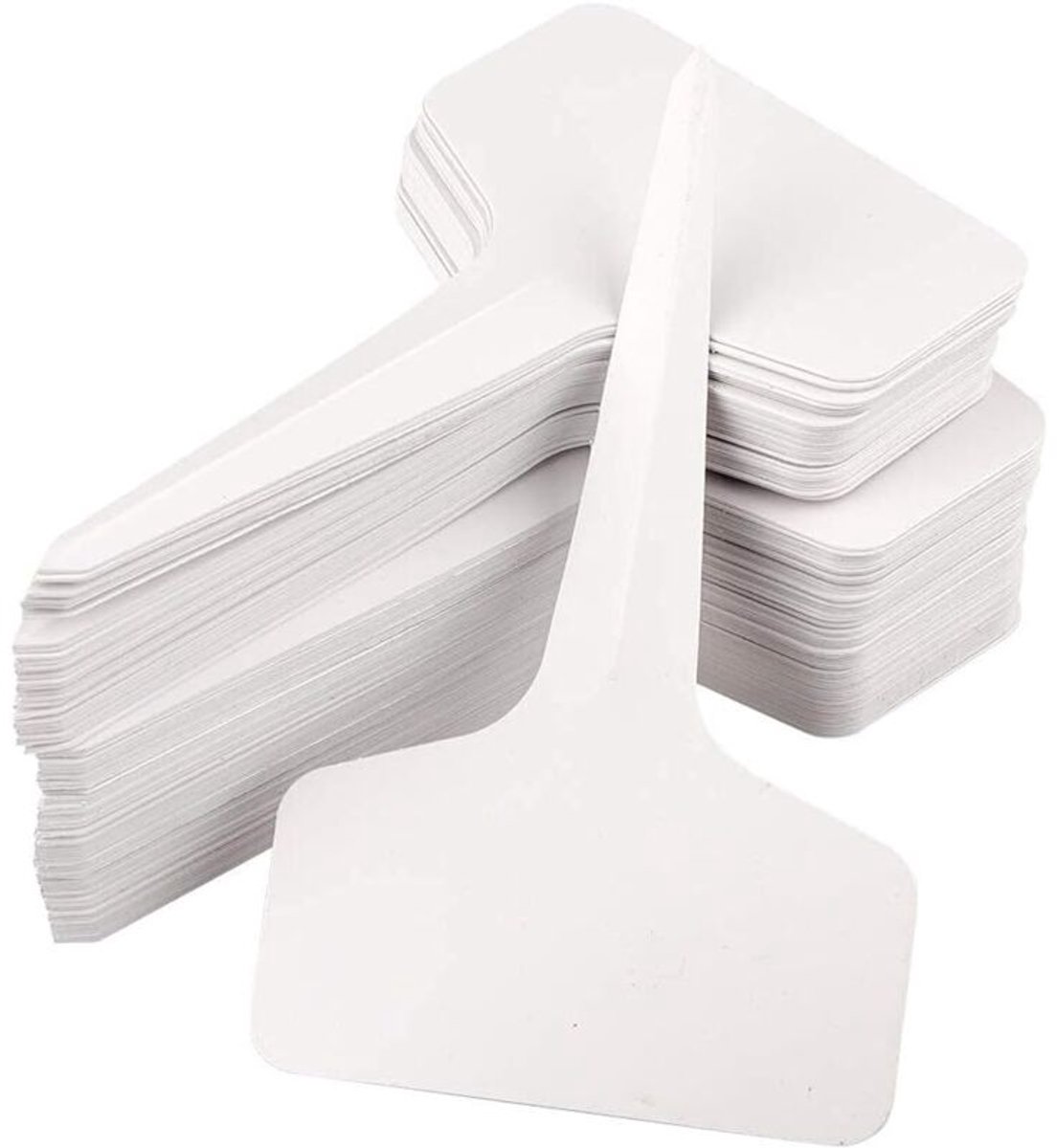100 plantenetiketten en markeergereedschap, tuinaccessoires 6 cm x 10 cm (wit)