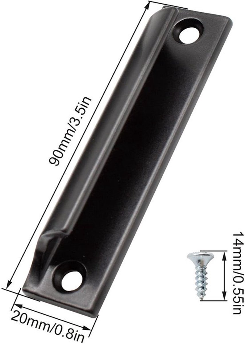 Schuifdeurgrepen Aluminium - Meubelgreep - Zwart - 2
