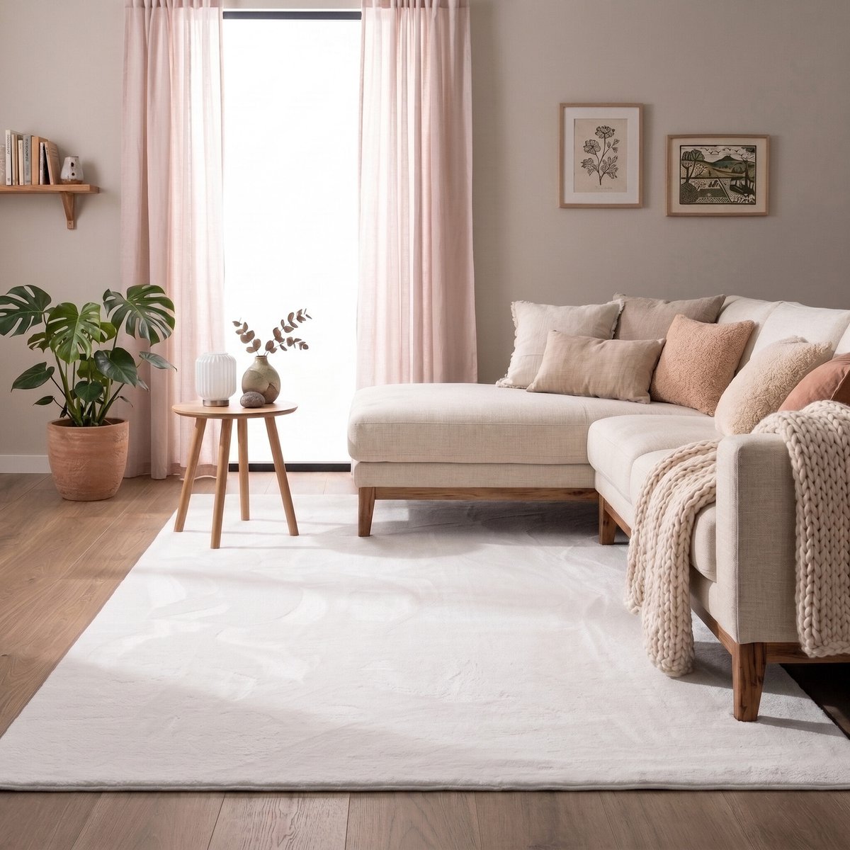 NATURL. Zacht laagpolig vloerkleed - Cozy Wit - 80x140cm