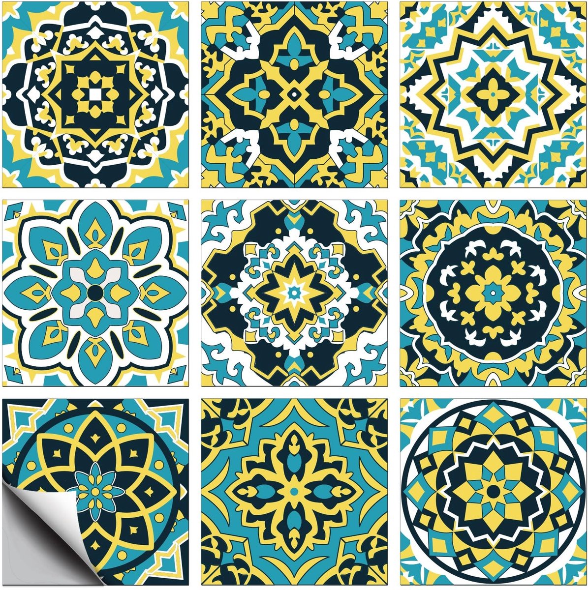 Solidchoice - 36 Stuks Marokkaanse Tegelstickers voor Wanddecoratie