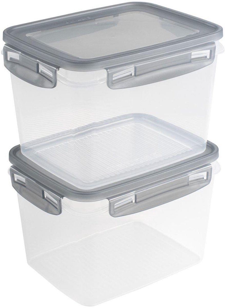 Sunware - Club Cuisine diepvriesdozenset met clips set van 2 1,9L transparant grijs
