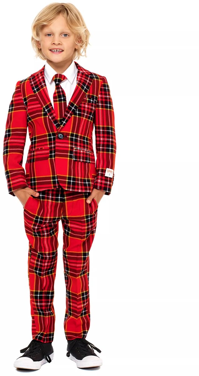 OppoSuits the lumberjack - jongens kostuum - rood - kerst - maat 110/116