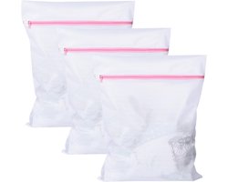 Extra Grote Waszak Met Rits - 3 Stuks - 60 x 60 cm - Voor Gordijnen, Jassen, Tapijten En Beddengoed - Beschermend Wasnet Voor Wasmachine