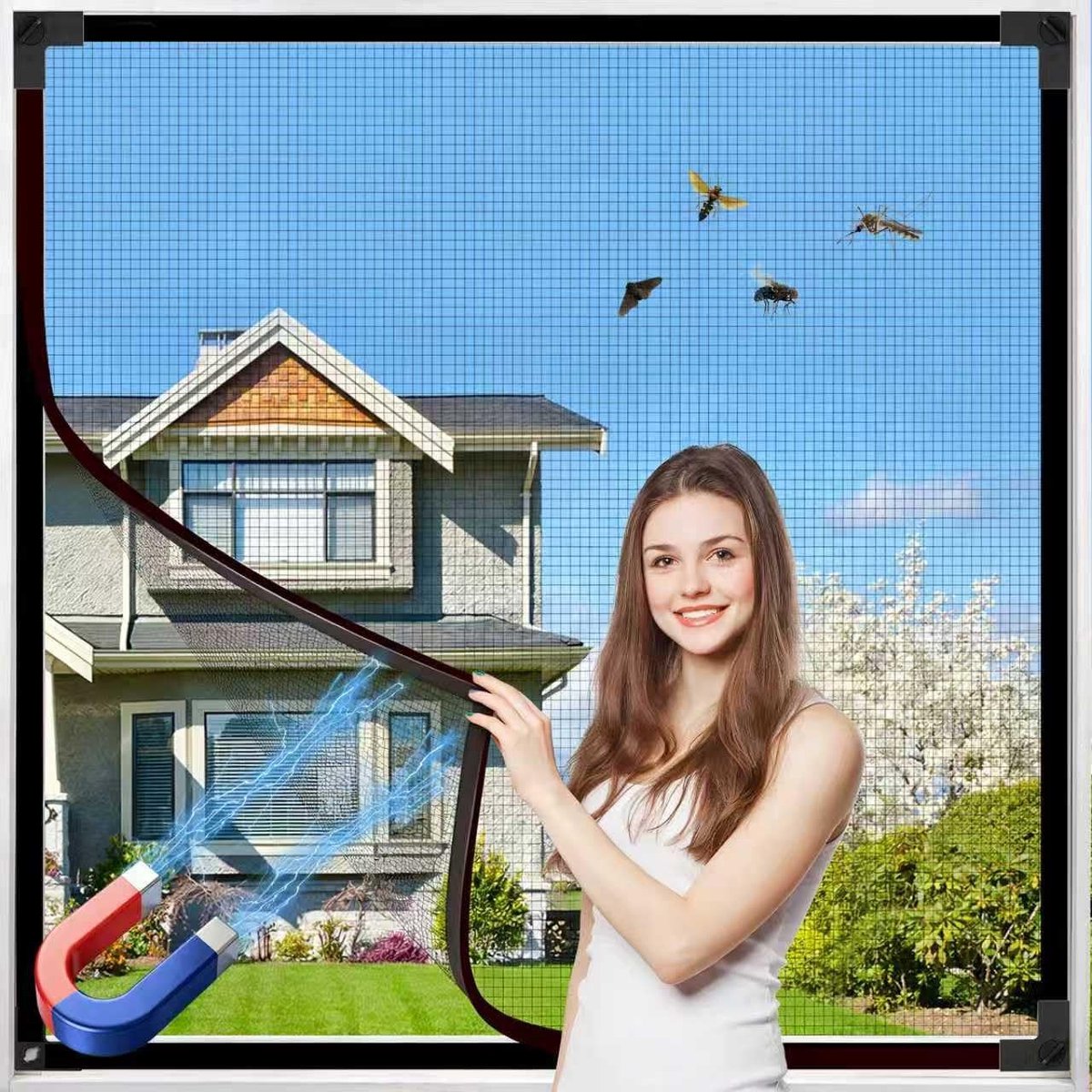 Solidchoice - Magnetisch Vliegenraam voor Raam zonder Boren