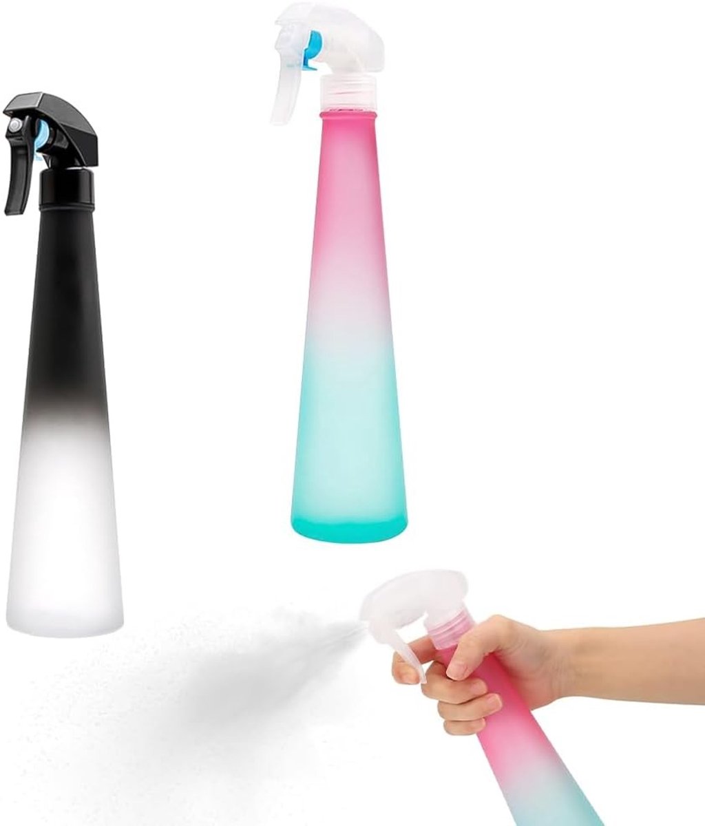 2 x spuitflessen, 350 ml, watersproeier voor kapsalon, kunststof, lege spuitbus met kleurverloop, spuitbus voor planten, kappers, reiniging