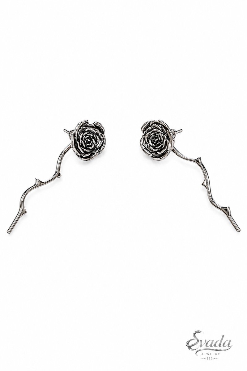 925 Sterling Zilver Roos Oorstekers – Rose Flower Earrings – Bloem Oorbellen Dames – Boucles d’Oreilles Rose – Vintage Design – EVADA Jewelry