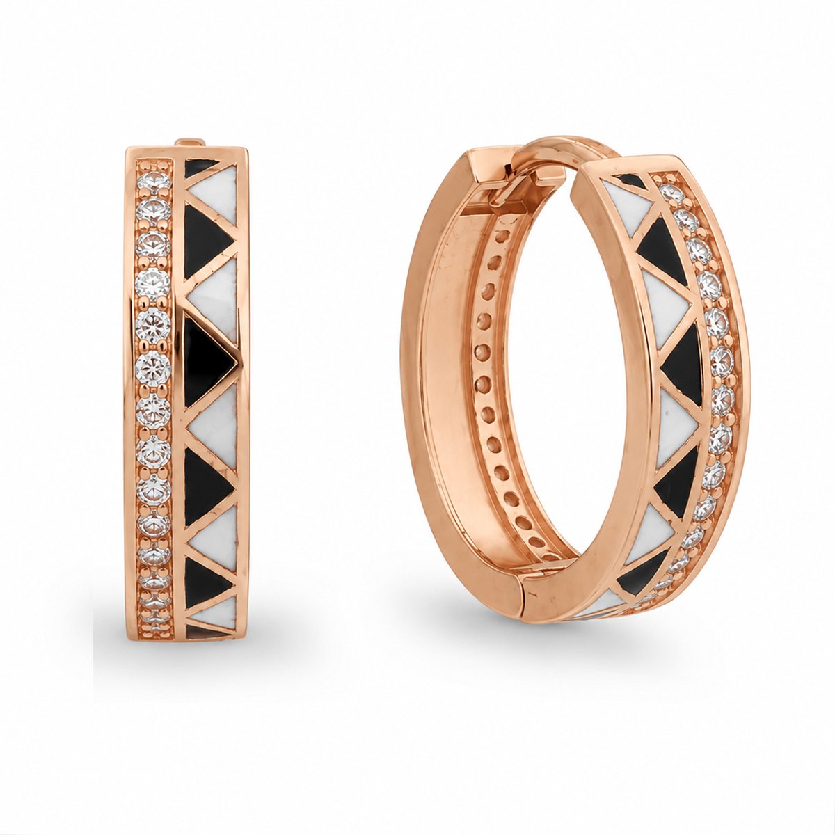 Juwelier Zwartevalk - 14 karaat rose gouden oorbellen met zirkonia stenen - 141331/17 mm
