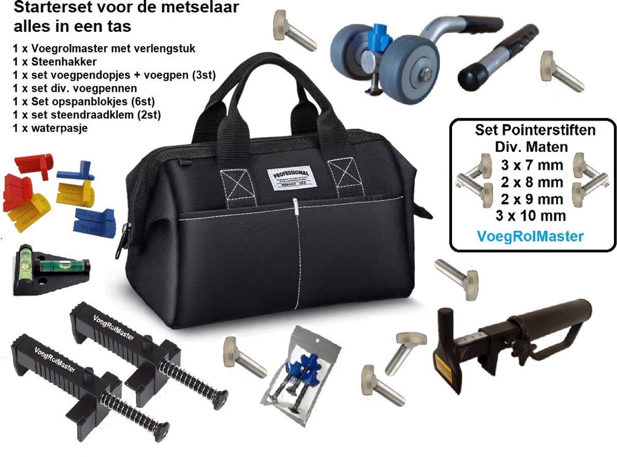 Voegrolmaster Starters set voor de metselaar Tas met voegroller en ......