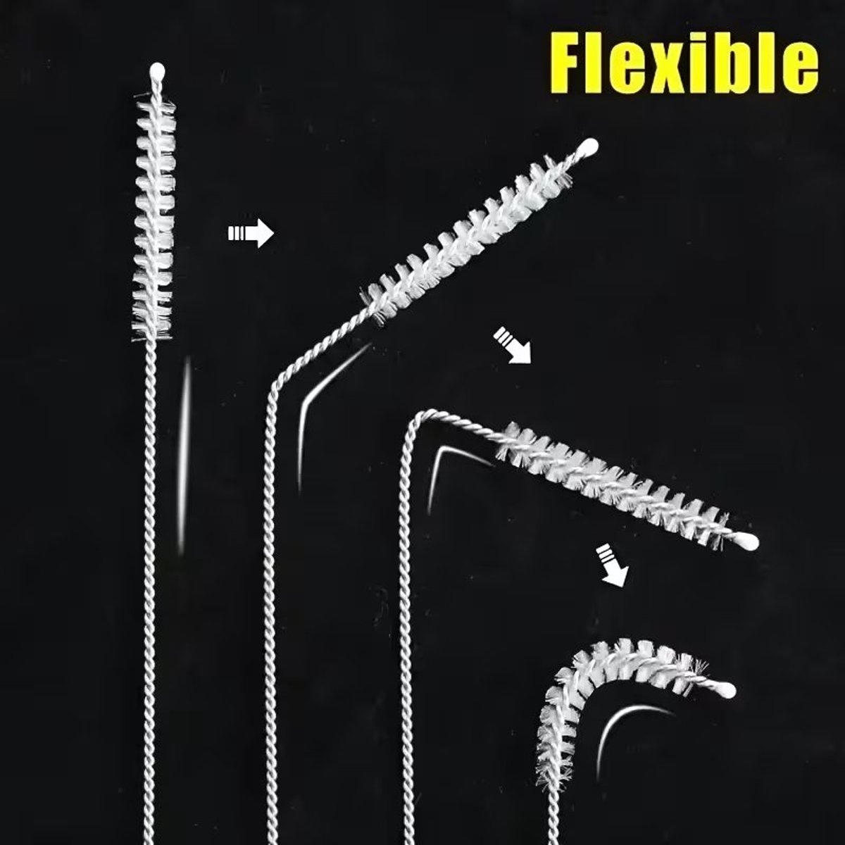 Fyfanie -3 stuks Rietjesreiniger borstel 17,5 cm - Flexibel buigbaar, voor rietjes, theeketels en smalle openingen -Roestvrij staal