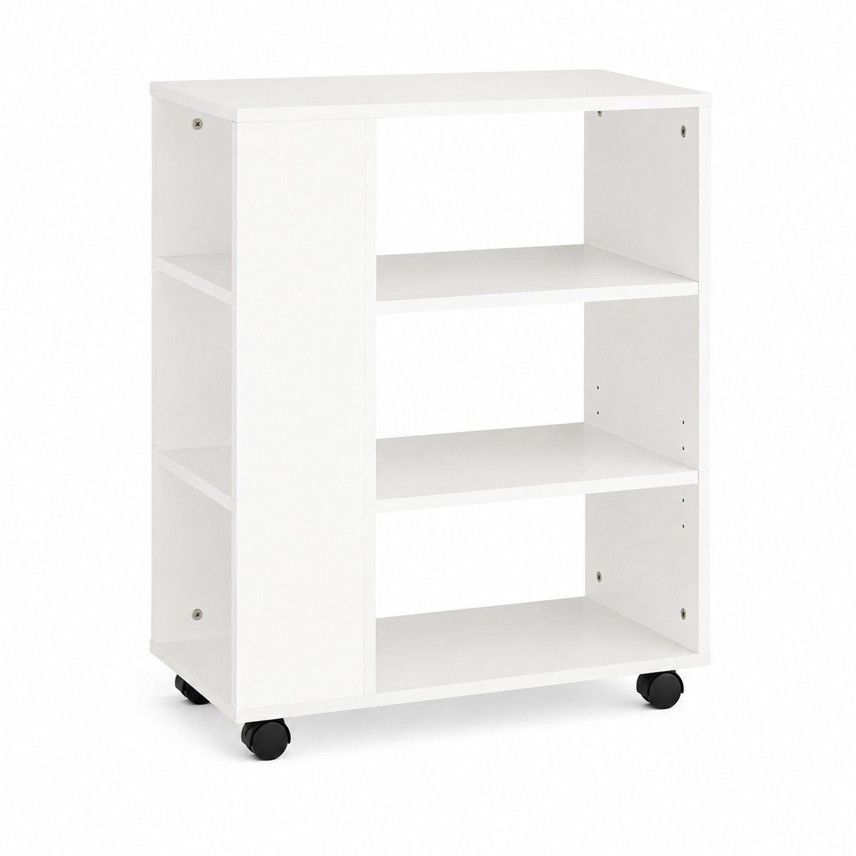 Nyoz printertafel op wielen - Printerkast - Kantoorkast - Archiefkast - 7 opbergvakken - Wit - Verstelbare onderste plank