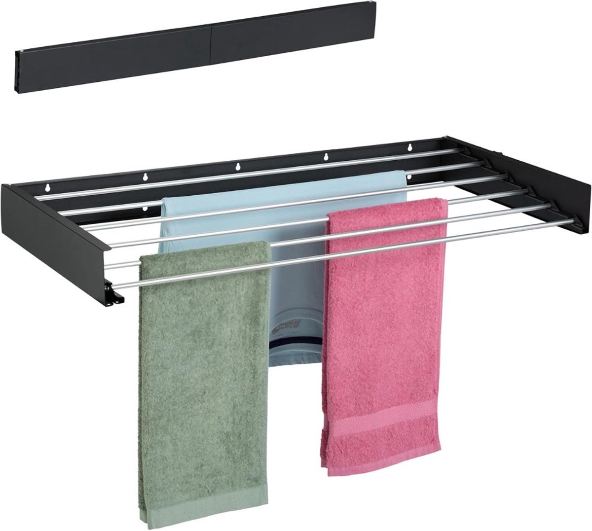 SP® Wanddroogrek - Wasrek - Ophangbaar - Zwart - 15cm x 100cm x 50cm