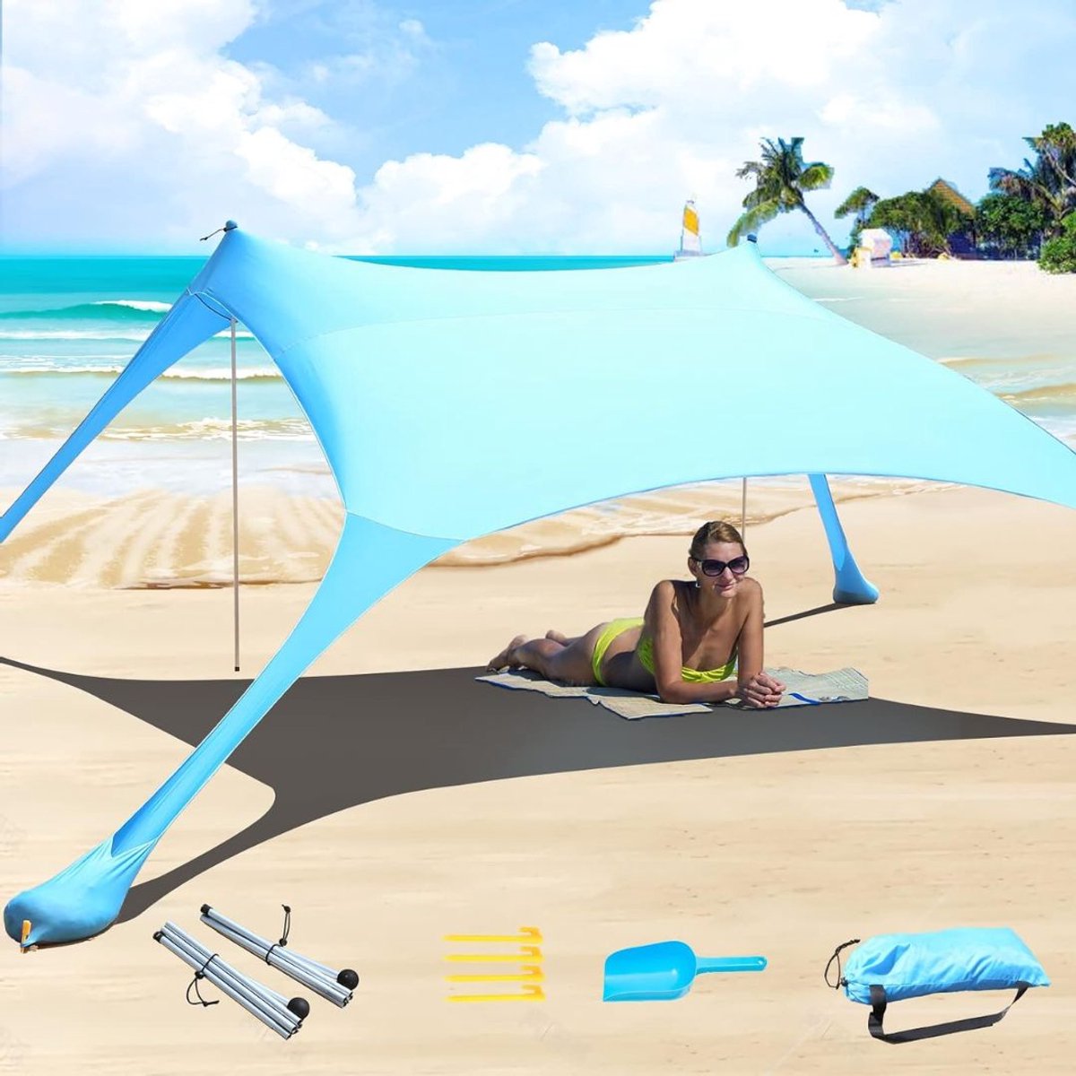 Zavio® Strandtent UV Bescherming - Strandparasol - Strandtentje Pop Up