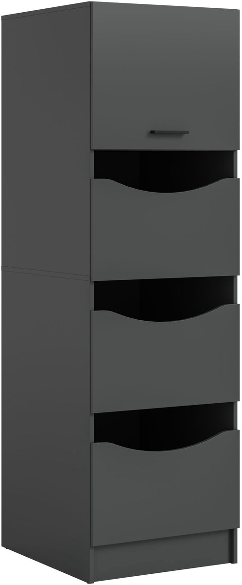 Wasmiddelenkast in antraciet - Orde in je wasruimte - 3 deuren en klap - 50x195x62cm